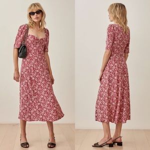 Reformation Matin Dress 🌹 Red Floral Midi
